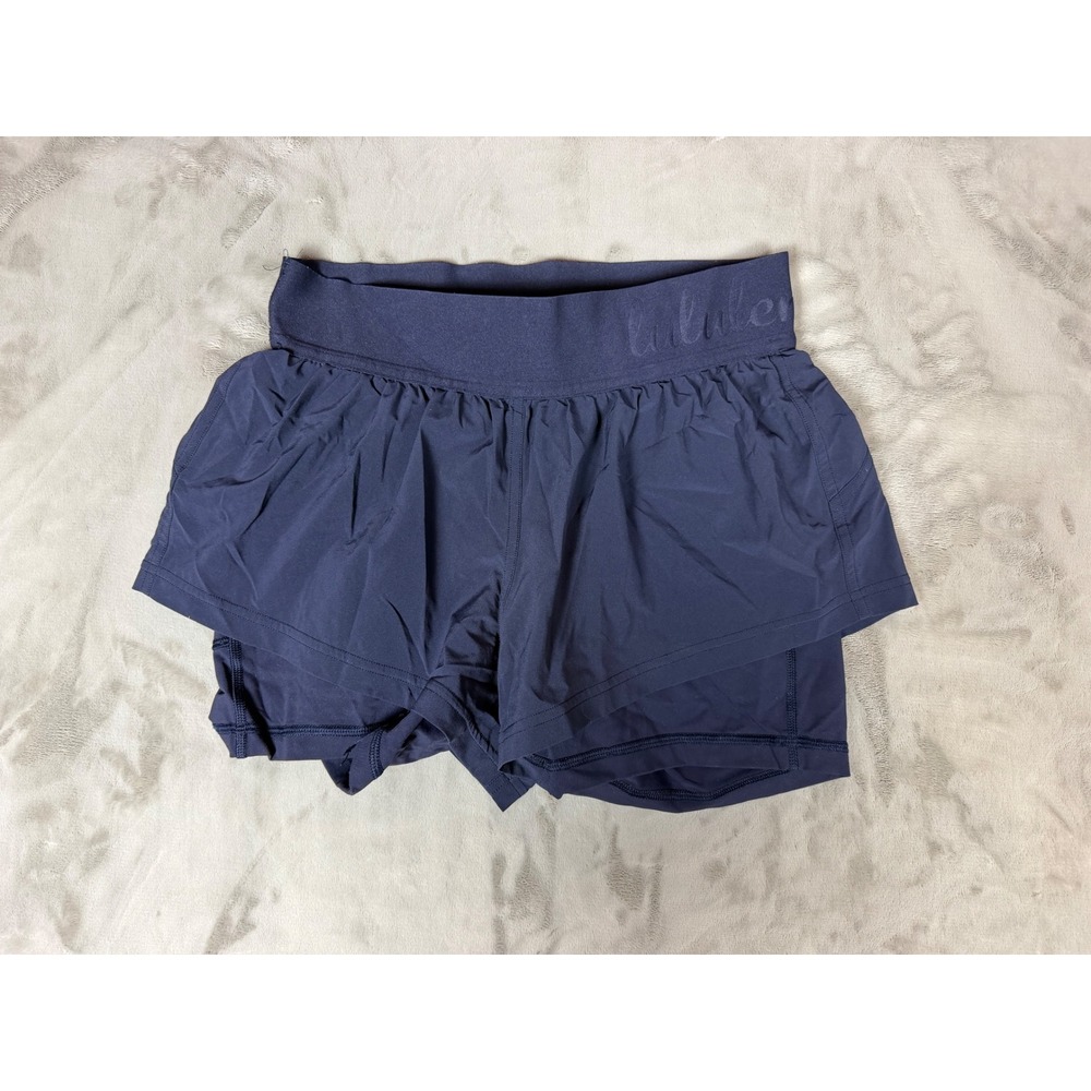 Lululemon Find Your Pace Navy Blue Running Shorts Women Size 4 Lined Activewear
